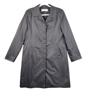 ANNE KLEIN Black Water Wind Resistant Single Breasted Long Length Jacket SIZE 8